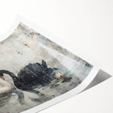 Elegant swan wall art print featuring delicate brush strokes and soft pastel colors, rolled and ready for framing, perfect for enhancing home decor.