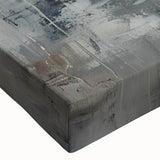 Close-up of a beautifully stretched canvas featuring an elegant swan design, showcasing intricate details and soft pastel colors, perfect for enhancing modern decor.