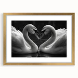 Elegant wall art collection showcasing a gold-framed design of swans, featuring intricate details and a mat for a refined look, perfect for enhancing any decor.