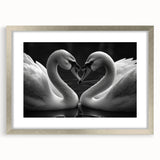 Framed wall art collection featuring elegant swan designs in a silver frame with matting, perfect for adding a touch of sophistication to home decor.