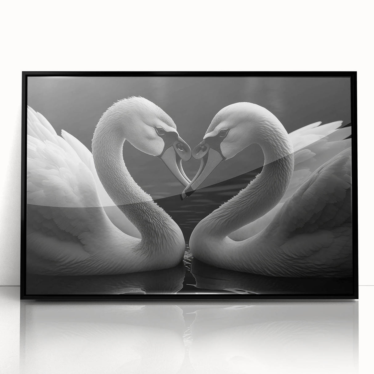 Framed wall art collection featuring a serene swan design in black acrylic, showcasing elegant curves and intricate details, perfect for modern interior decor.