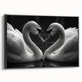 Framed wall art collection showcasing an elegant swan design on canvas with a black frame, perfect for contemporary home decor. Ideal for adding sophistication to living spaces.