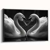 Framed wall art collection showcasing an elegant swan design on canvas with a black frame, perfect for contemporary home decor. Ideal for adding sophistication to living spaces.