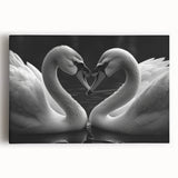 Elegant swan wall art on a stretched canvas showcases a serene aquatic scene with vibrant colors, perfect for modern home decor or as a thoughtful gift.