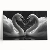 Stretched canvas featuring a serene swan design in a tranquil blue and white color palette, ideal for enhancing home decor with nature-inspired elegance.