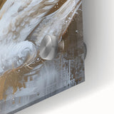 Close-up of an elegant swan design wall art collection made from acrylic glass, showcasing intricate details of the artwork in vibrant colors. Ideal for modern home decor.