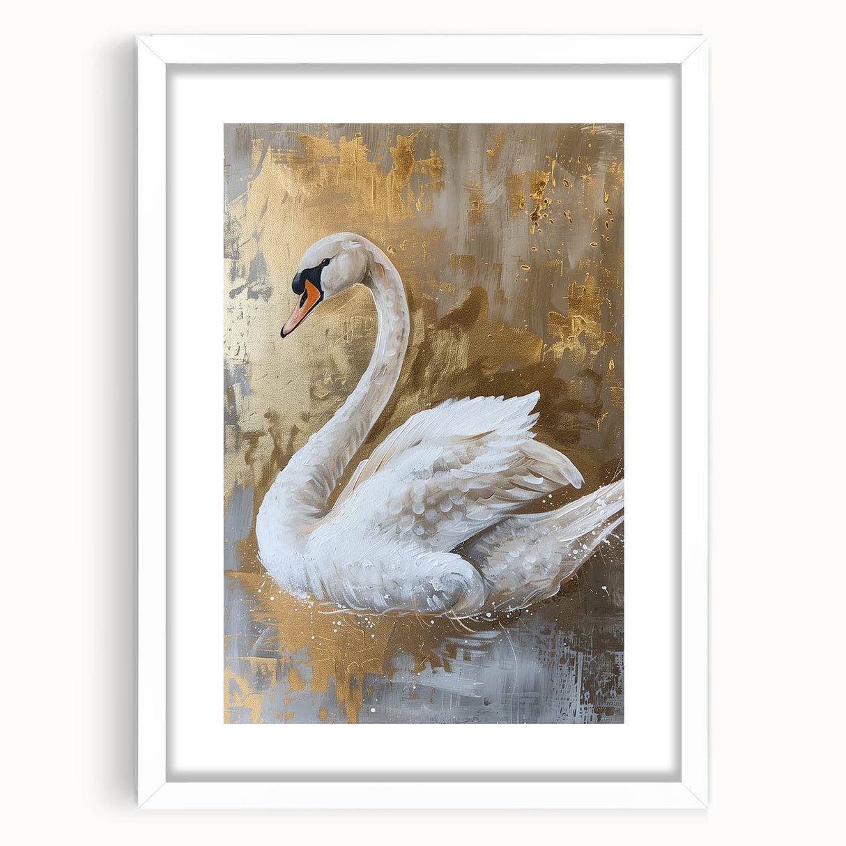 Elegant wall art collection featuring a white-framed swan design with a mat, showcasing serene aquatic themes ideal for home decor. Perfect for nature lovers seeking stylish enhancements for living spaces.