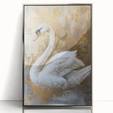 Framed acrylic wall art featuring a serene swan design in silver tones, showcased in a modern style. Ideal for enhancing home decor with elegance and tranquility.