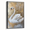 Framed wall art collection showcasing a beautifully designed swan in black and white, displayed from the side with a sleek, modern aesthetic, perfect for home decor.