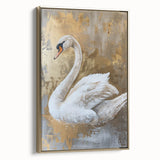 Framed wall art collection featuring elegant swan design in gold tones, showcasing intricate details and textures, perfect for enhancing modern decor.