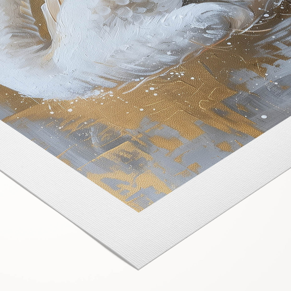 Elegant swan wall art design on rolled canvas, showcasing serene aquatic colors and intricate details, perfect for enhancing modern home decor aesthetics.