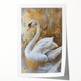 Elegant wall art print showcasing a serene swan design with soft pastel colors, rolled and ready for framing, perfect for enhancing home decor aesthetics.