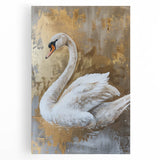 Stretched canvas wall art featuring a serene swan design on a tranquil blue background, ideal for enhancing home decor with a touch of elegance. Perfect for art lovers seeking a calming atmosphere.