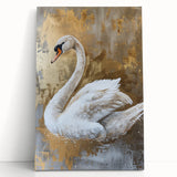 Elegant wall art collection featuring a swan design printed on stretched canvas, showcasing soft pastel colors and intricate details, perfect for home decor.