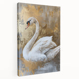 Elegant swan wall art collection on stretched canvas, showcasing graceful swans in soft pastel colors, perfect for home decor and artistic ambiance.