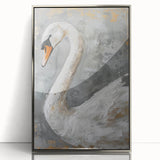 Framed wall art featuring a serene swan design in silver acrylic, perfect for modern decor. Ideal for enhancing living spaces with elegance.