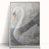 Framed wall art collection featuring a serene swan design in soft pastel colors, displayed in an elegant white frame, perfect for modern home decor.