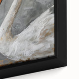 Framed wall art showcasing a close-up of a serene swan design on textured canvas, perfect for adding elegance and nature-inspired decor to any living space.