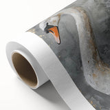 Elegant rolled canvas wall art featuring a serene swan design, showcasing soft pastel colors and intricate details, perfect for home decor and modern aesthetics.