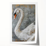 Elegant rolled print of a serene swan design, showcasing soft pastel colors and intricate details, perfect for adding a tranquil touch to home decor.