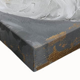 Close-up view of a stretched canvas wall art featuring an elegant swan design, showcasing vibrant colors and intricate details, perfect for home decor.