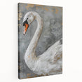 Elegant swan design stretched canvas wall art showcasing intricate details and soft color gradients, perfect for enhancing home decor. Ideal for nature lovers and art enthusiasts.
