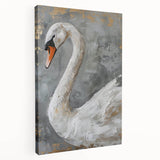 Elegant swan design stretched canvas wall art showcasing intricate details and soft color gradients, perfect for enhancing home decor. Ideal for nature lovers and art enthusiasts.