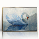 Framed wall art featuring an elegant swan design in gold accents, set against a sleek acrylic backdrop, perfect for modern home decor. Ideal for enhancing interiors with a touch of sophistication and nature-inspired elegance.