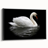Framed wall art collection showcasing a serene swan design on canvas, featuring a black frame and side view display, perfect for elegant home decor.