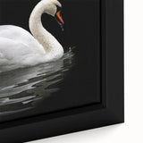 Framed wall art featuring a close-up design of elegant swans with a serene color palette, perfect for enhancing home decor and adding a touch of nature-inspired elegance.