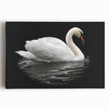 Elegant swan design stretched canvas wall art in soft pastels, showcasing serene aquatic scenery, perfect for enhancing home decor and creating a tranquil atmosphere.