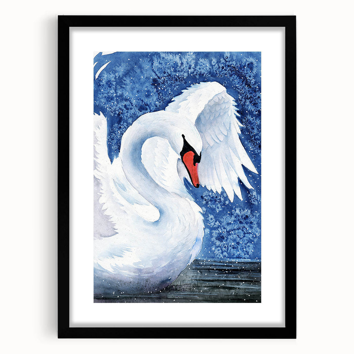 Elegant wall art featuring a black-framed collection of swan designs, showcasing intricate details and a modern aesthetic, perfect for enhancing home decor.