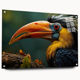 Tropical birds wall art collection displayed in acrylic glass with a side view showcasing vibrant colors and intricate designs, perfect for home decor.