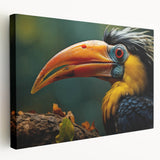 Vibrant tropical birds wall art design displayed on stretched canvas, showcasing vivid colors and intricate details, perfect for enhancing interior decor in tropical-themed spaces.