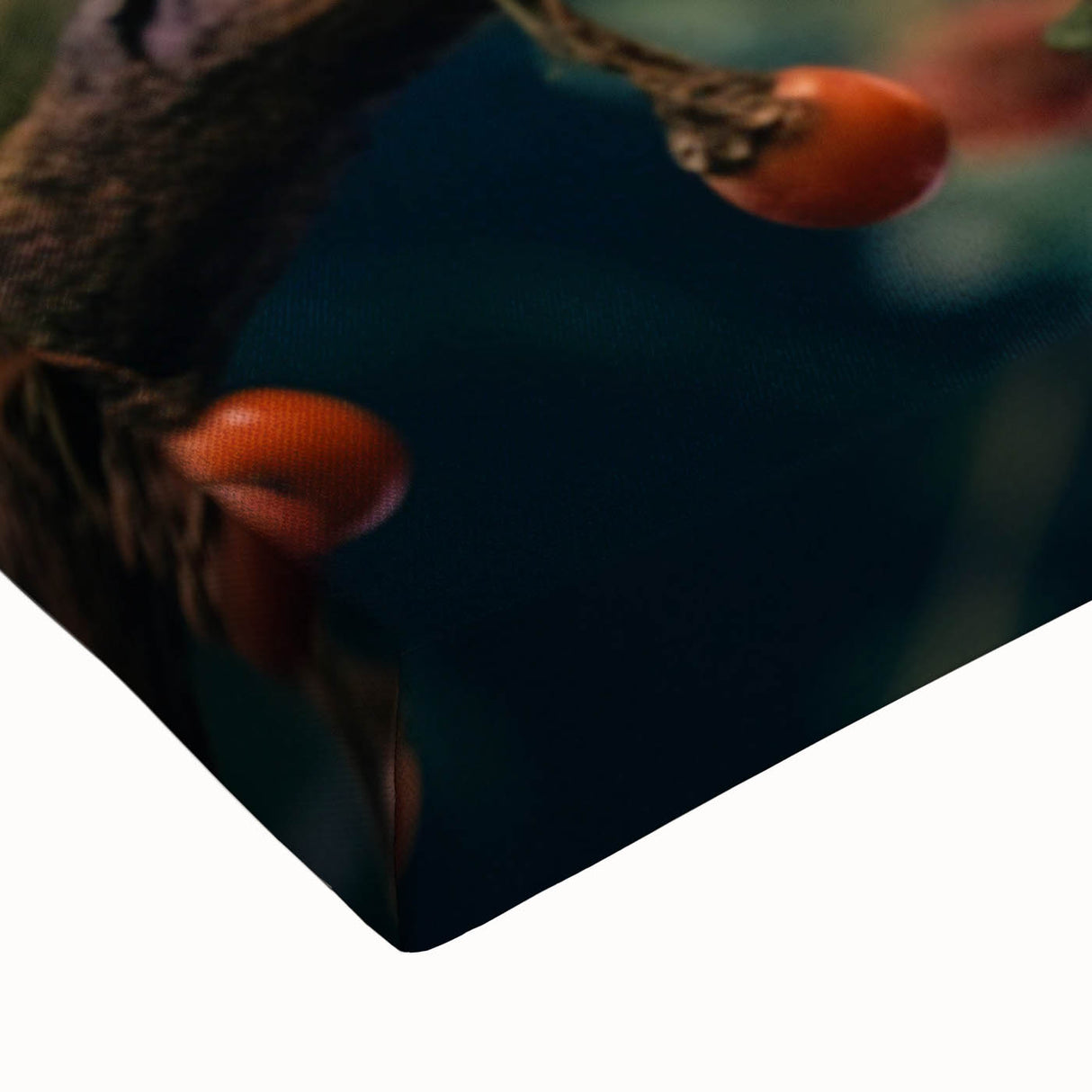 Close-up of a vibrant tropical bird wall art design on stretched canvas, showcasing intricate details and vivid colors, perfect for brightening any living space.