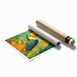 Tropical birds wall art collection featuring vibrant colors and intricate designs, rolled for easy framing and display, perfect for enhancing home decor.