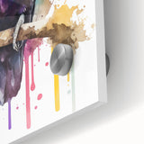 Close-up of vibrant tropical bird wall art design on acrylic glass, showcasing intricate colors and details, perfect for enhancing modern home decor.