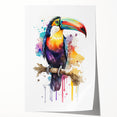 Tropical birds wall art print showcasing vibrant colors and intricate designs, rolled and ready for framing, perfect for enhancing home décor.