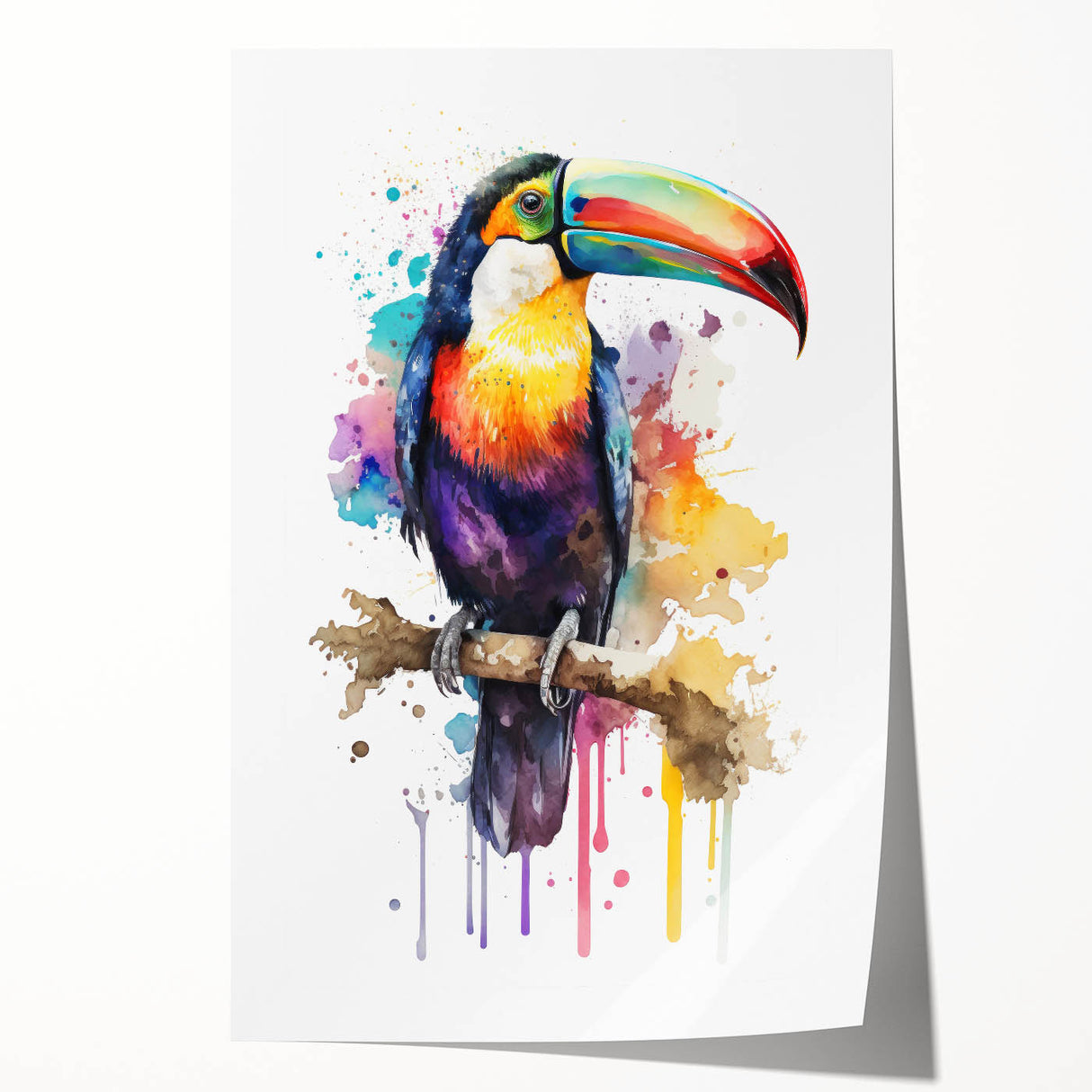 Tropical birds wall art print showcasing vibrant colors and intricate designs, rolled and ready for framing, perfect for enhancing home décor.