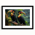 Tropical birds wall art collection featuring vibrant colors and intricate designs, framed with a sleek black mat for an elegant display in any setting. Perfect for enhancing home decor with a touch of nature-inspired beauty.