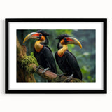 Tropical birds wall art collection featuring vibrant colors and intricate designs, framed with a sleek black mat for an elegant display in any setting. Perfect for enhancing home decor with a touch of nature-inspired beauty.