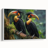 Framed tropical birds wall art collection showcasing vibrant colors and intricate designs, set against a white background for a modern aesthetic. Perfect for brightening up any living space or office decor.