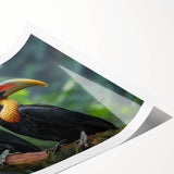 Tropical birds wall art print showcasing vibrant colors and intricate details, ideal for home decor. Perfect for bird lovers and nature enthusiasts, rolled for easy framing.