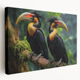 Stretched canvas displaying a vibrant tropical bird design, showcasing lush colors and intricate details, perfect for enhancing any modern home decor.
