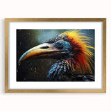 Tropical birds wall art collection showcased in a gold frame with a mat, highlighting vibrant colors and intricate designs, ideal for enhancing home decor.