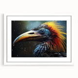Tropical birds wall art collection featuring colorful designs in a white frame with matting, ideal for enhancing home decor with a vibrant, nature-inspired aesthetic.