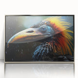 Framed tropical bird wall art collection featuring vibrant colors and intricate designs, set in a sleek silver frame, perfect for enhancing modern home decor.