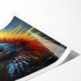 Tropical bird wall art print showcasing vibrant colors and intricate designs, rolled for easy shipping and display, perfect for enhancing home decor.