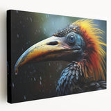 Tropical birds wall art design on stretched canvas, showcasing vibrant colors and intricate details, ideal for brightening up living spaces and enhancing decor.