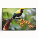 Tropical birds wall art collection printed on stretched canvas, featuring vibrant colors and intricate designs, perfect for brightening any room decor.